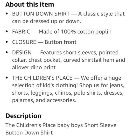 Children’s Place Dinosaur Button Down Shirt, 2T - Picture 2 of 7